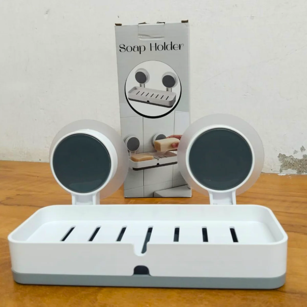 AM5479 Adhesive Soap Dish Holder with Drain- Weight Bathroom Shelf -Kitchen Holder for Soap Shampoo White-Layfoo - Image 8