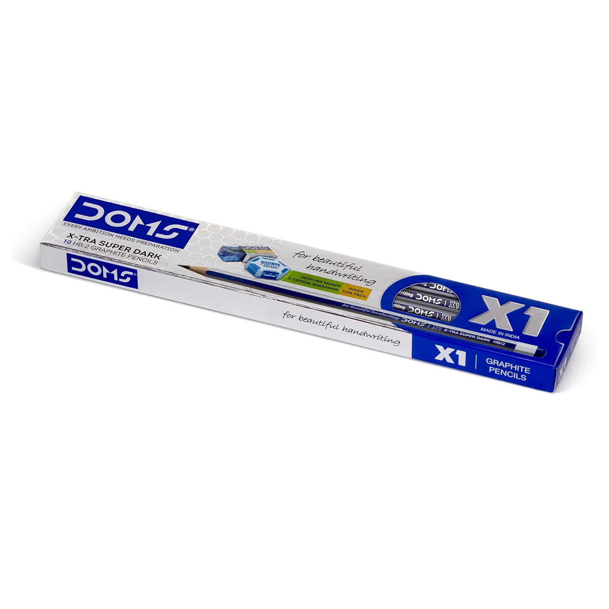 AM5505 Doms X1 X-Tra Super Dark Pencils 1 Pack - 10 Pencils - 1 Eraser + 1 Sharpener + 1 Protective Cap Free - Image 2
