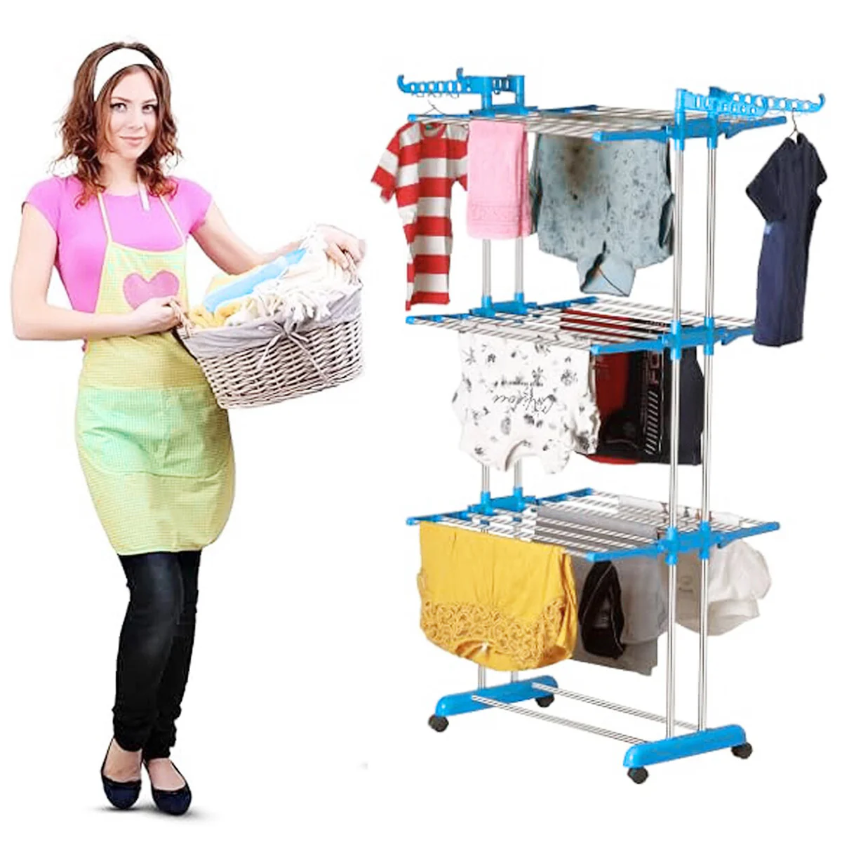 AM5609 NPDP Modular 3 Layer Clothes Stand - Case Steel Dryer Rack for Indoor, Outdoor, Balcony - Image 3