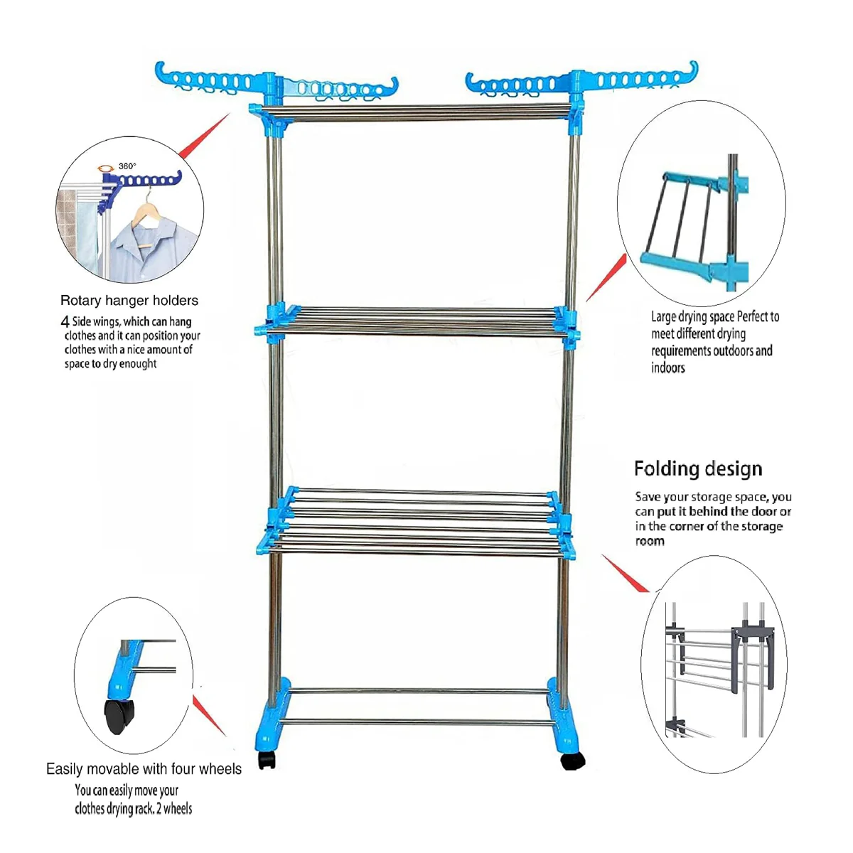 AM5609 NPDP Modular 3 Layer Clothes Stand - Case Steel Dryer Rack for Indoor, Outdoor, Balcony - Image 6