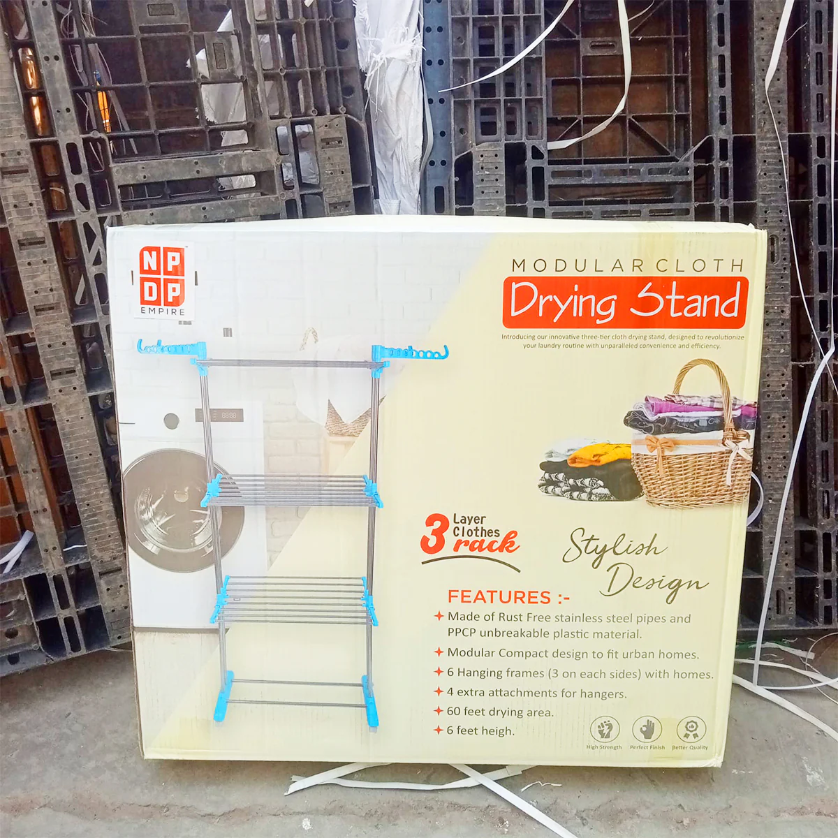 AM5609 NPDP Modular 3 Layer Clothes Stand - Case Steel Dryer Rack for Indoor, Outdoor, Balcony - Image 7