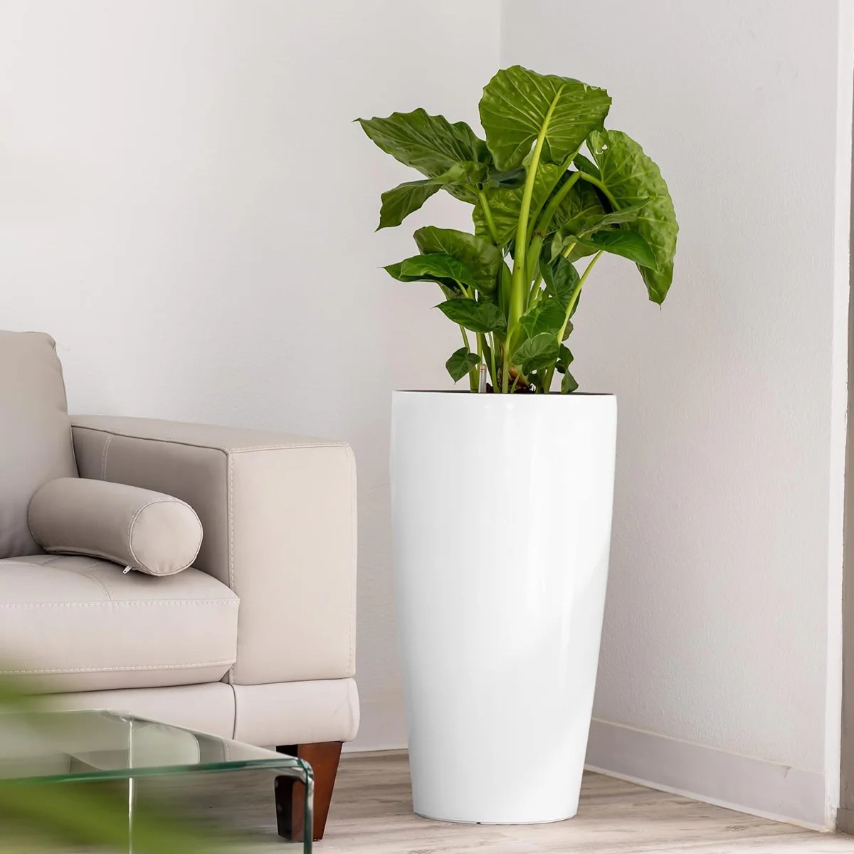 AM5617 Alpha Tower Flower Round Pot (11 Inch x 18 Inch) for home/ office (White) (Pack of 01, Plastic) - Image 2