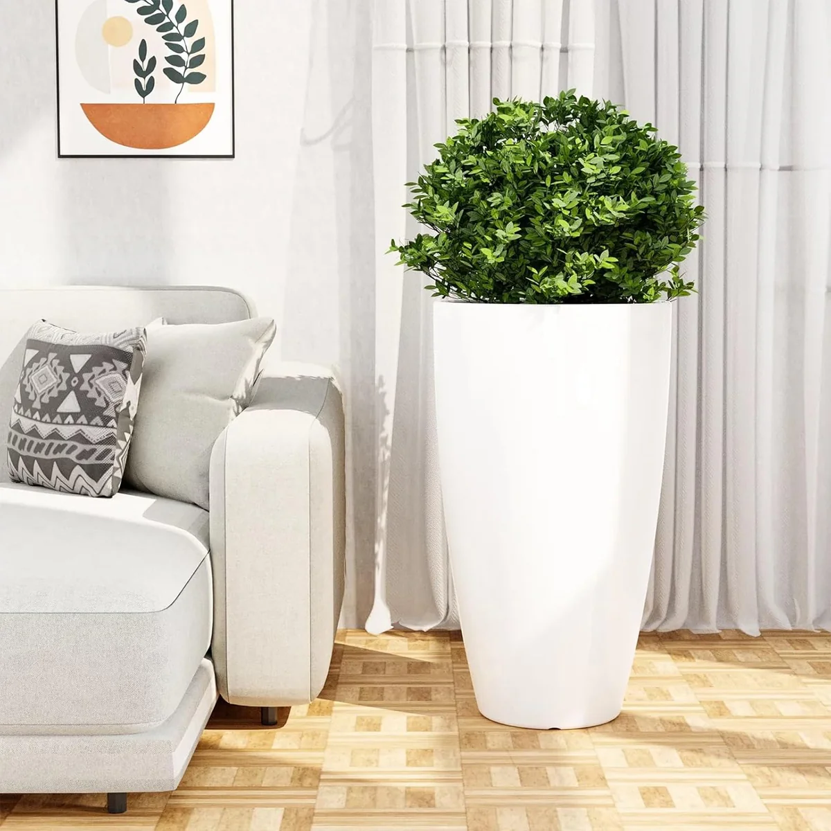 AM5617 Alpha Tower Flower Round Pot (11 Inch x 18 Inch) for home/ office (White) (Pack of 01, Plastic) - Image 3