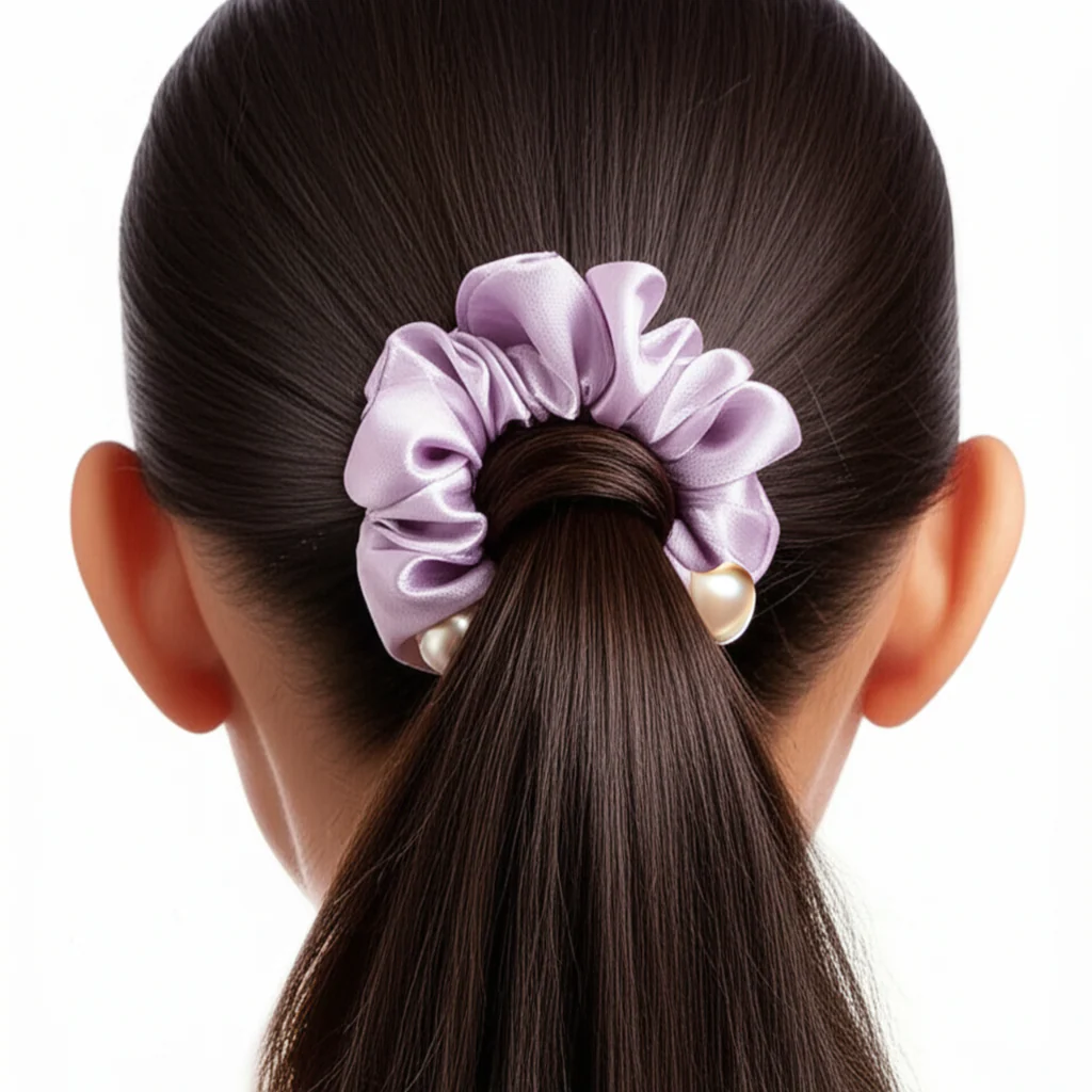 AM5623 Pearl Scrunchies Hair Ring Bands- Ropes Hair Elastic Bracelet Ponytail Holder Hair Accessories - Image 3