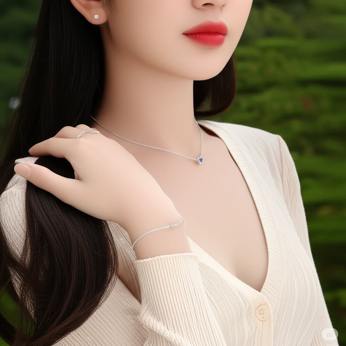 AM5625 Silver Plated Korean pendent Jewellery Set for Women and Girls - (Pack of 4 Pcs) - Image 2