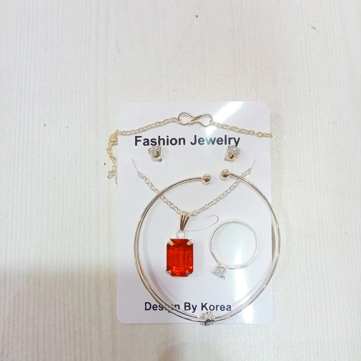 AM5625 Silver Plated Korean pendent Jewellery Set for Women and Girls - (Pack of 4 Pcs) - Image 3