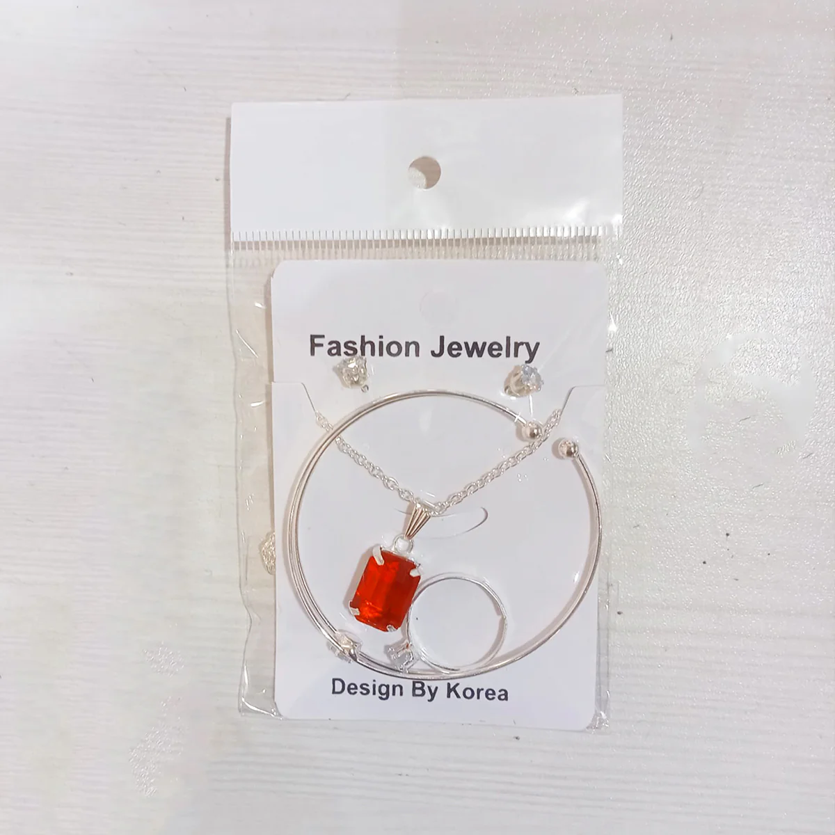 AM5625 Silver Plated Korean pendent Jewellery Set for Women and Girls - (Pack of 4 Pcs) - Image 4