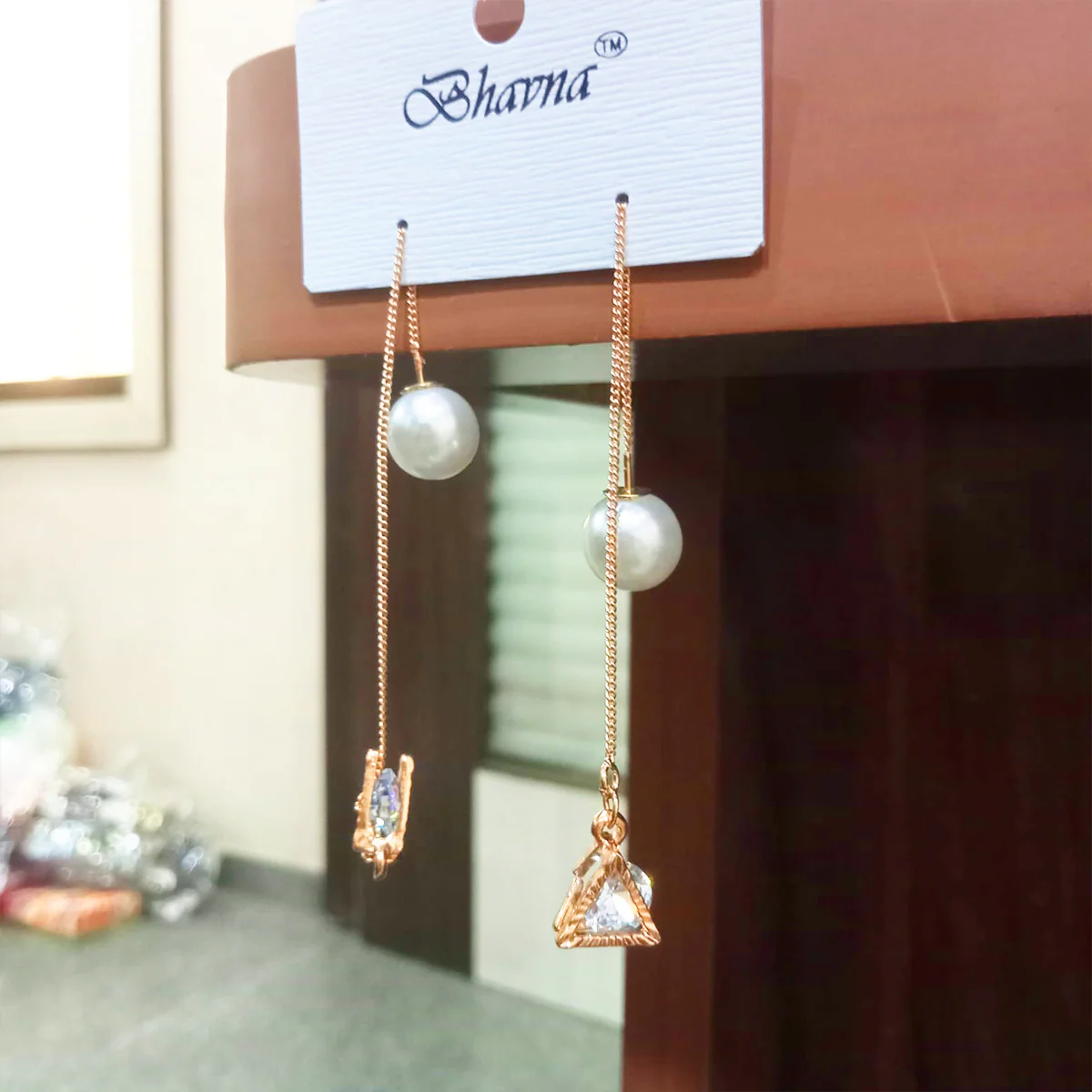 AM5627 Multi-Design Pearl and Crystal Dangle Drop Earrings for Women - Image 6
