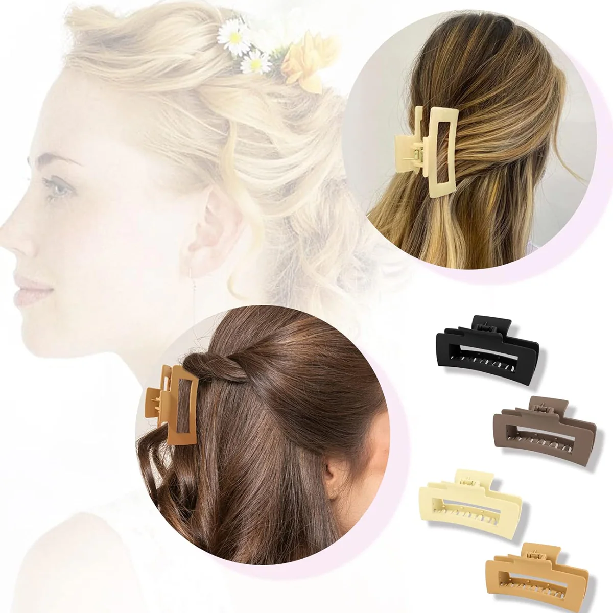 AM5630 Jumbo Hair Rectangular Claw Clips for Women and Girls - (Pack of 1 Pc, Multicolour) - Image 3
