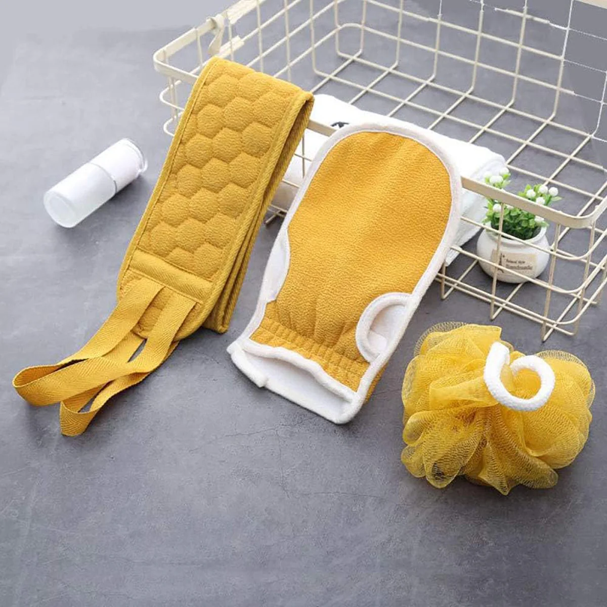 AM5638 3 PCS Bathing Exfoliating Set (MultiColour) - Back Scrubber exfoliating gloves - Easy to clean For Men And Women (Set of 1) - Image 7