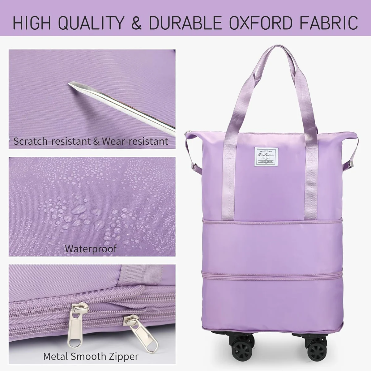 AM5643 Duffle Trolley Bag with Wheels, Expandable Foldable Luggage Bag for Travel (Multicolour) - Image 10