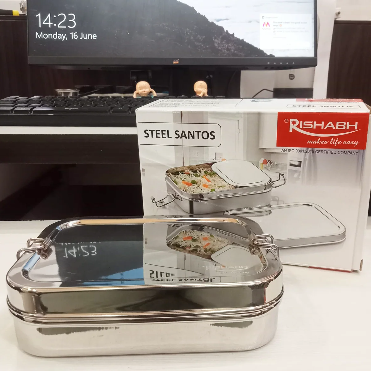 AM5650 Rishabh Stainless Steel (Santos) Lunchbox for School and Office - Image 2
