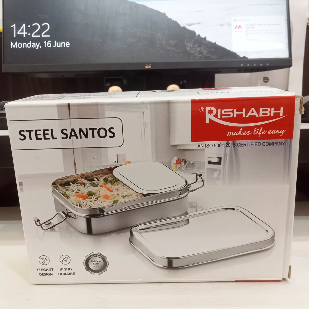 AM5650 Rishabh Stainless Steel (Santos) Lunchbox for School and Office - Image 3