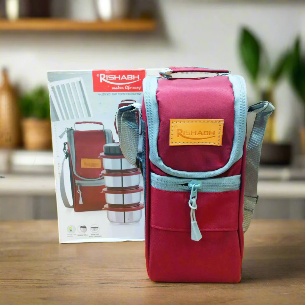 AM5652 Rishabh Steel Bite 4 Container Lunch Box WIth Lunch Bag - Image 2