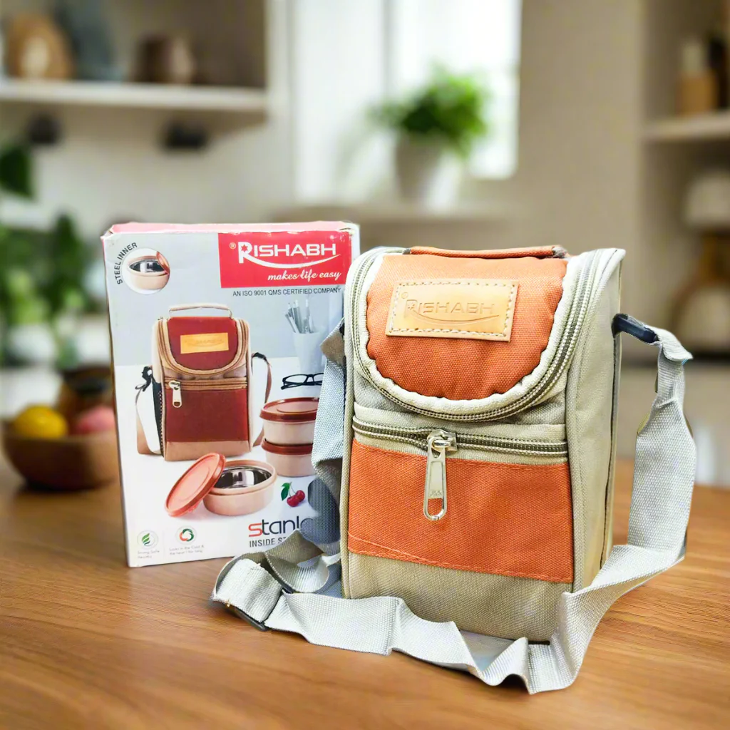 AM5653 Rishabh Galaxy Stanley 3 Inside Steel Container - Microwave Safe and 100% Leak Proof Lunch Box 3 Containers Lunch Box - Image 2