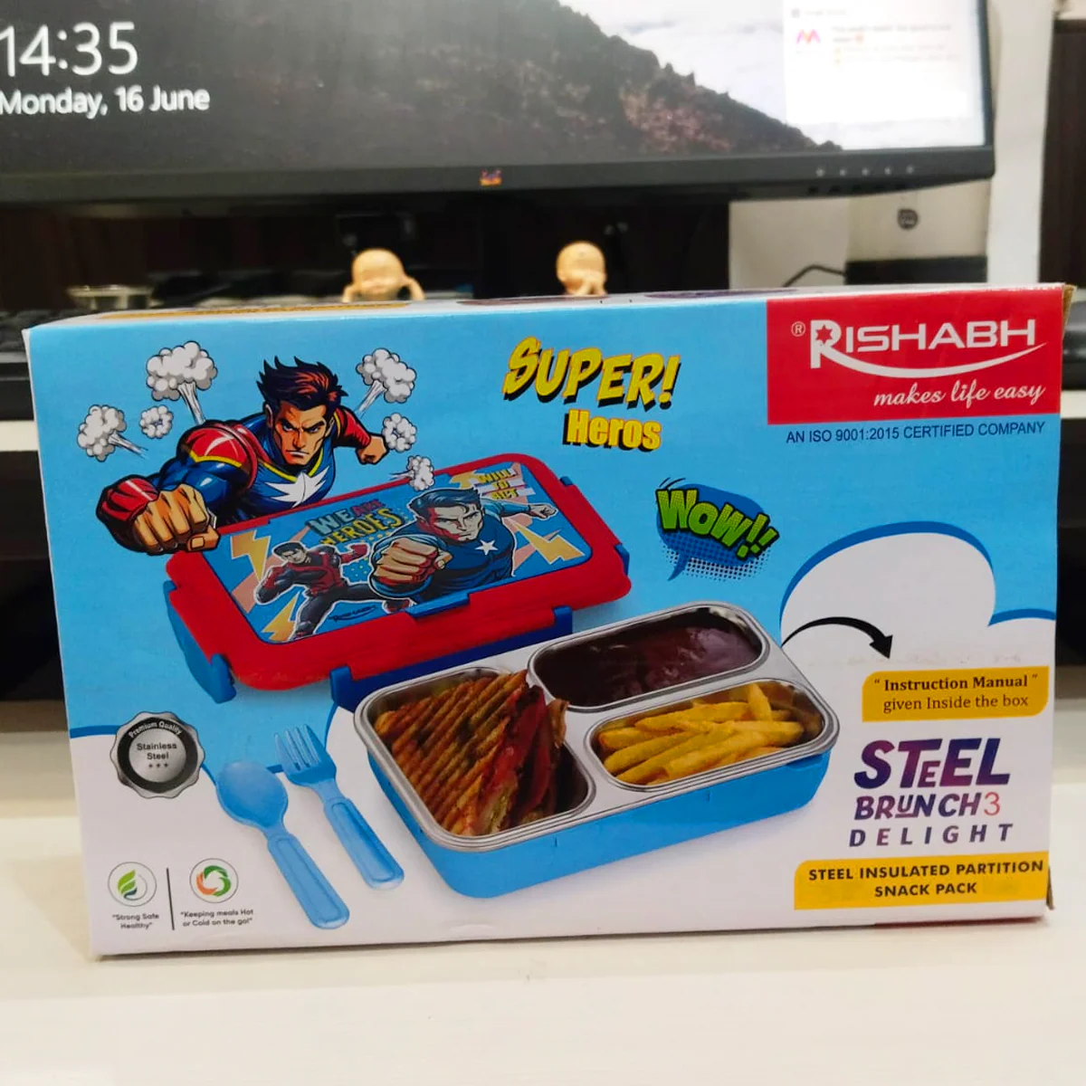 AM5662 Rishabh Steel Brunch 3 Delight Lunchbox for School and Office - Image 8