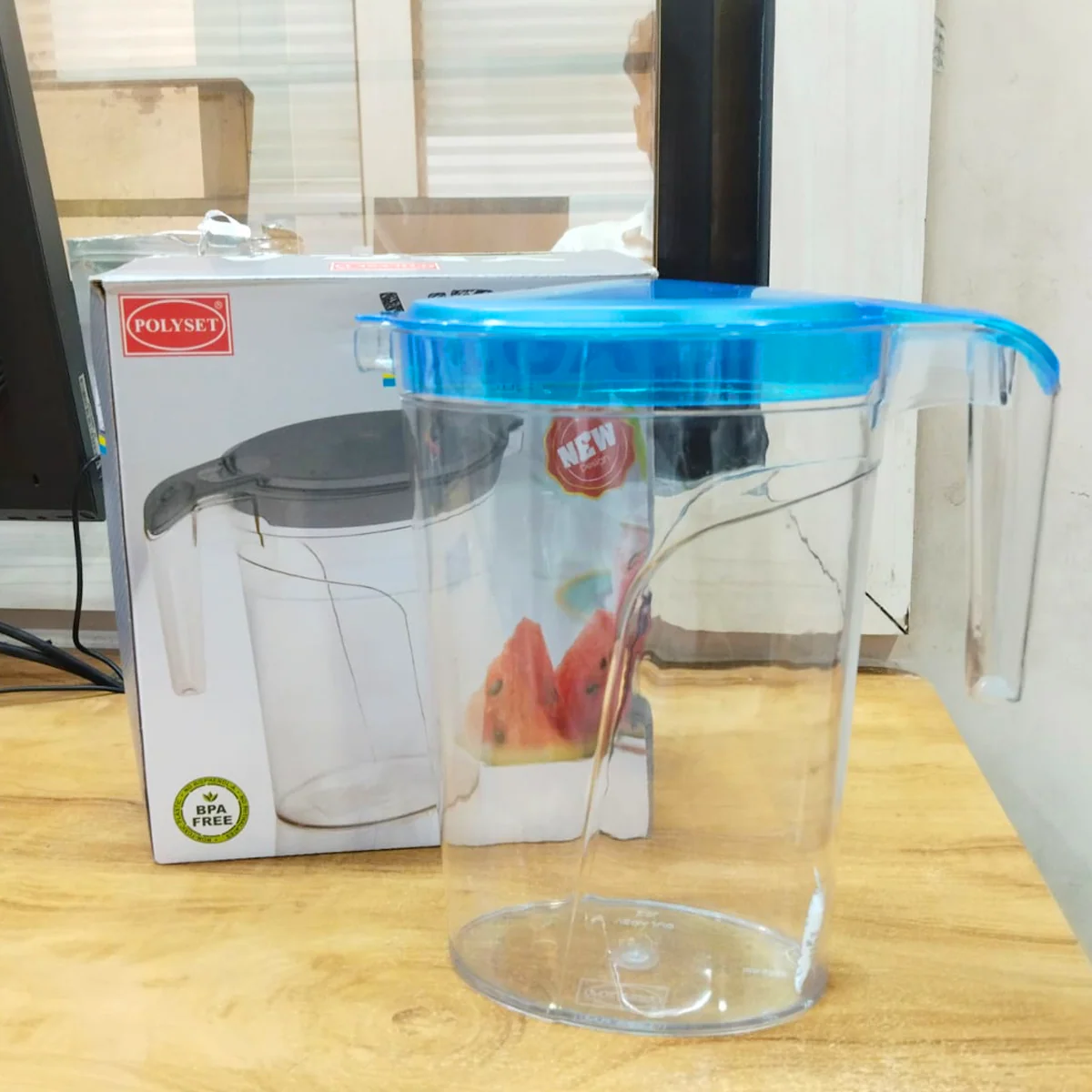AM5663 Polyset Vega Jug - Transparent Jar with Plastic Lid, Drinking Beverage Jug - Image 4