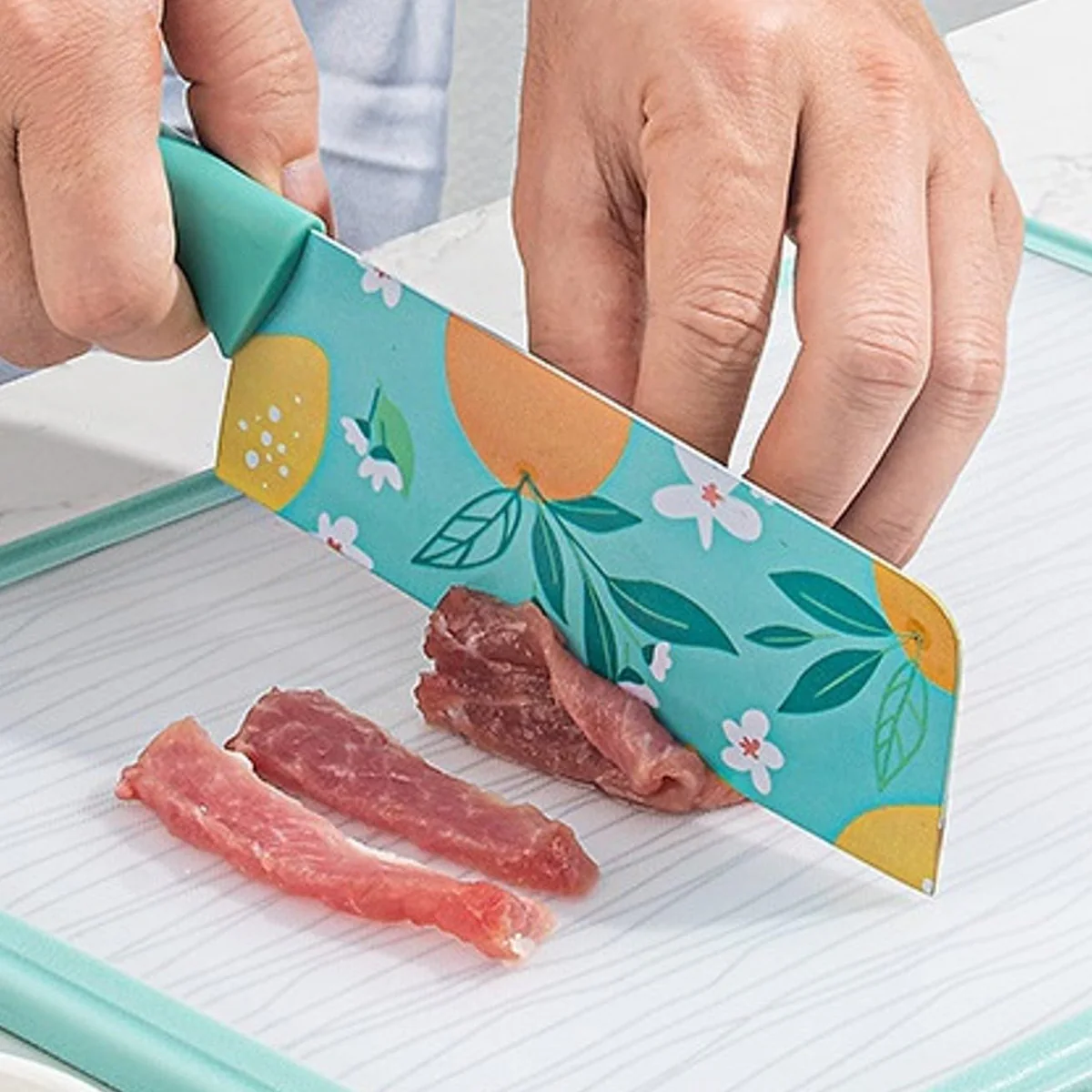 AM5666 3 Pcs Stainless Steel Knife Set Color Printed Stainless Steel Paring, Chef's & Cleaver Kitchen Knife Set, Pack of 3 - Image 5