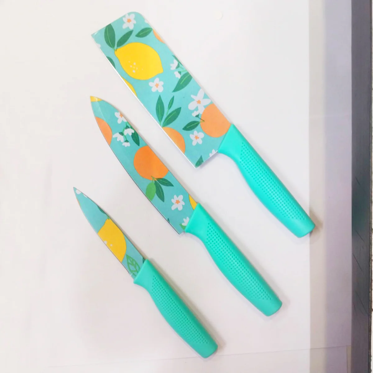 AM5666 3 Pcs Stainless Steel Knife Set Color Printed Stainless Steel Paring, Chef's & Cleaver Kitchen Knife Set, Pack of 3 - Image 8