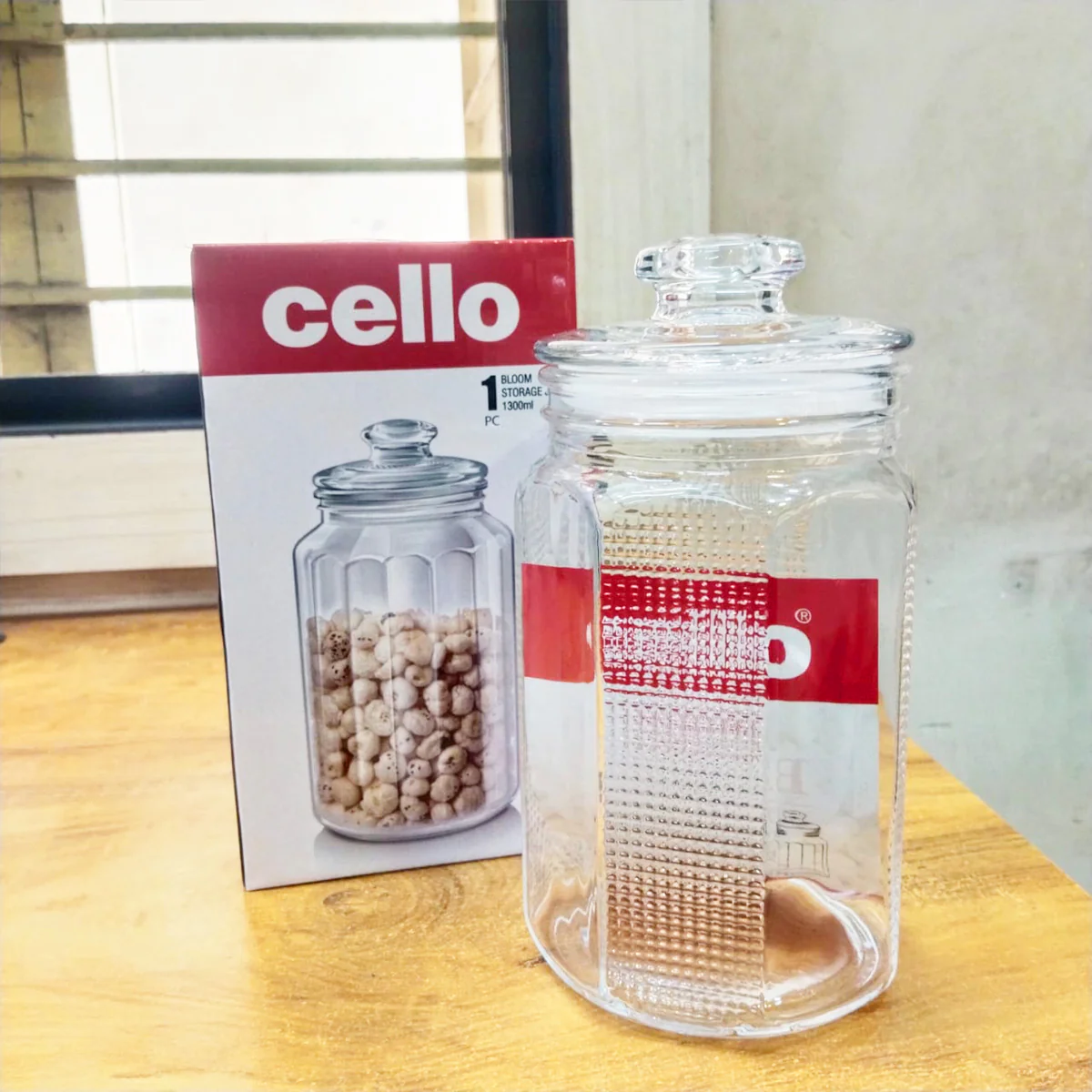 AM5677 CELLO Bloom Storage Glass Jar (1300ml) for Cookie Jar, with Air Tight for Kitchen Dried Masala (Pack 1) - Image 3