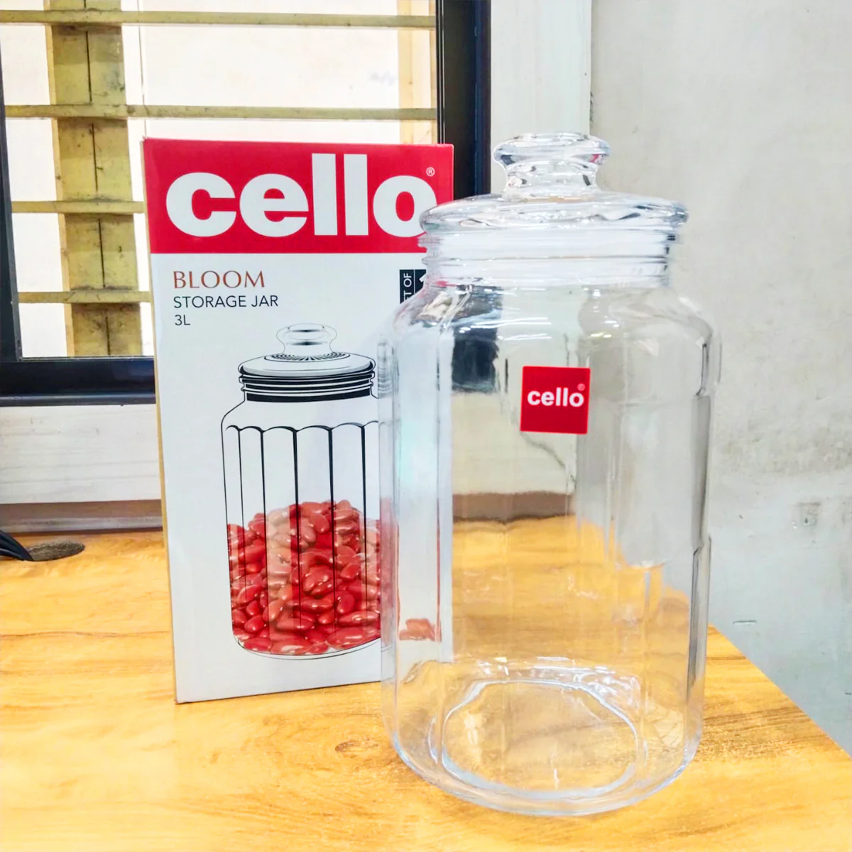 AM5679 CELLO Bloom Storage Glass Jar (3 Ltr) for Cookie Jar, with Air Tight for Kitchen Dried Masala (Pack 1) - Image 4