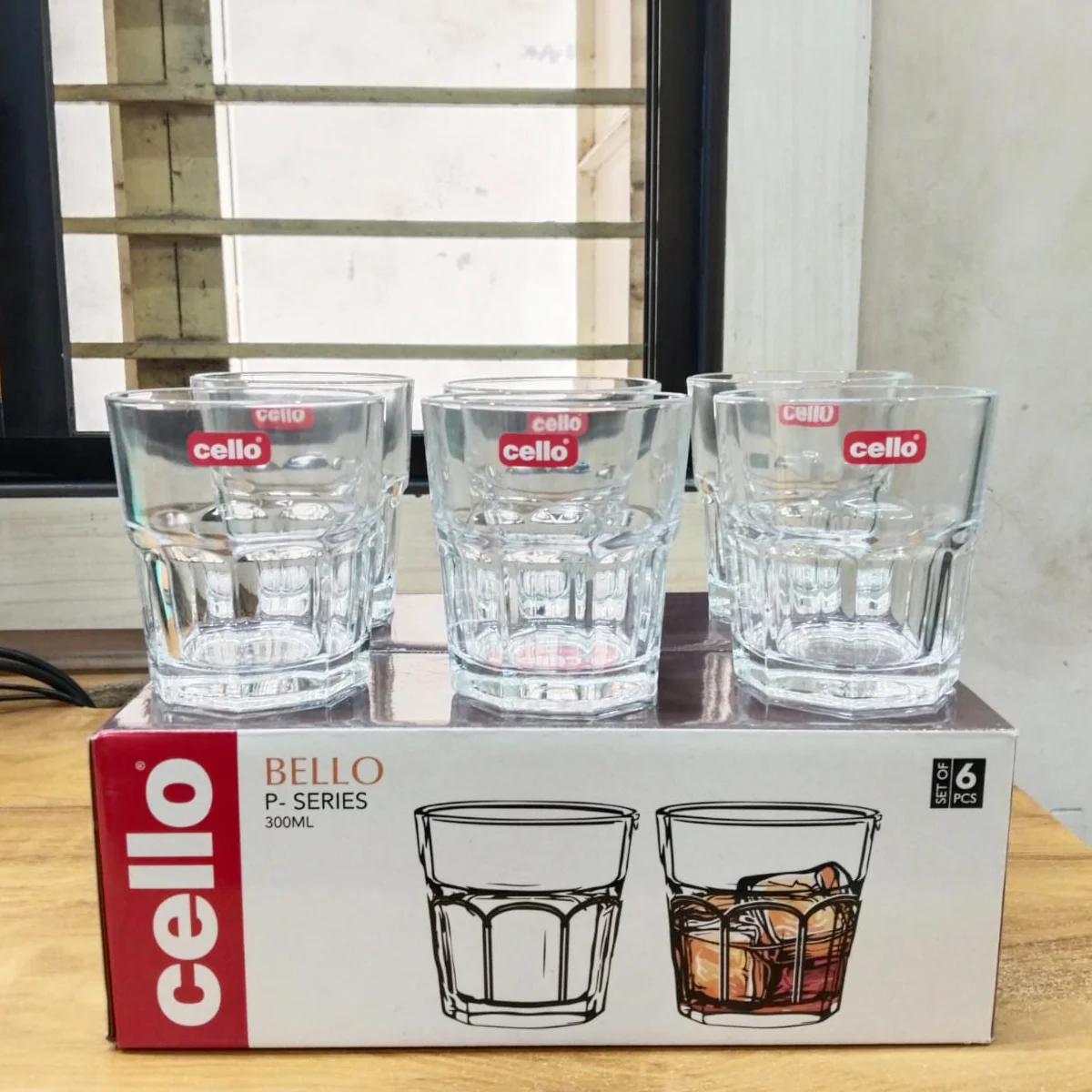 AM5698	cello bello rock Glass  tumbler 300ml -6pcs set - Image 5