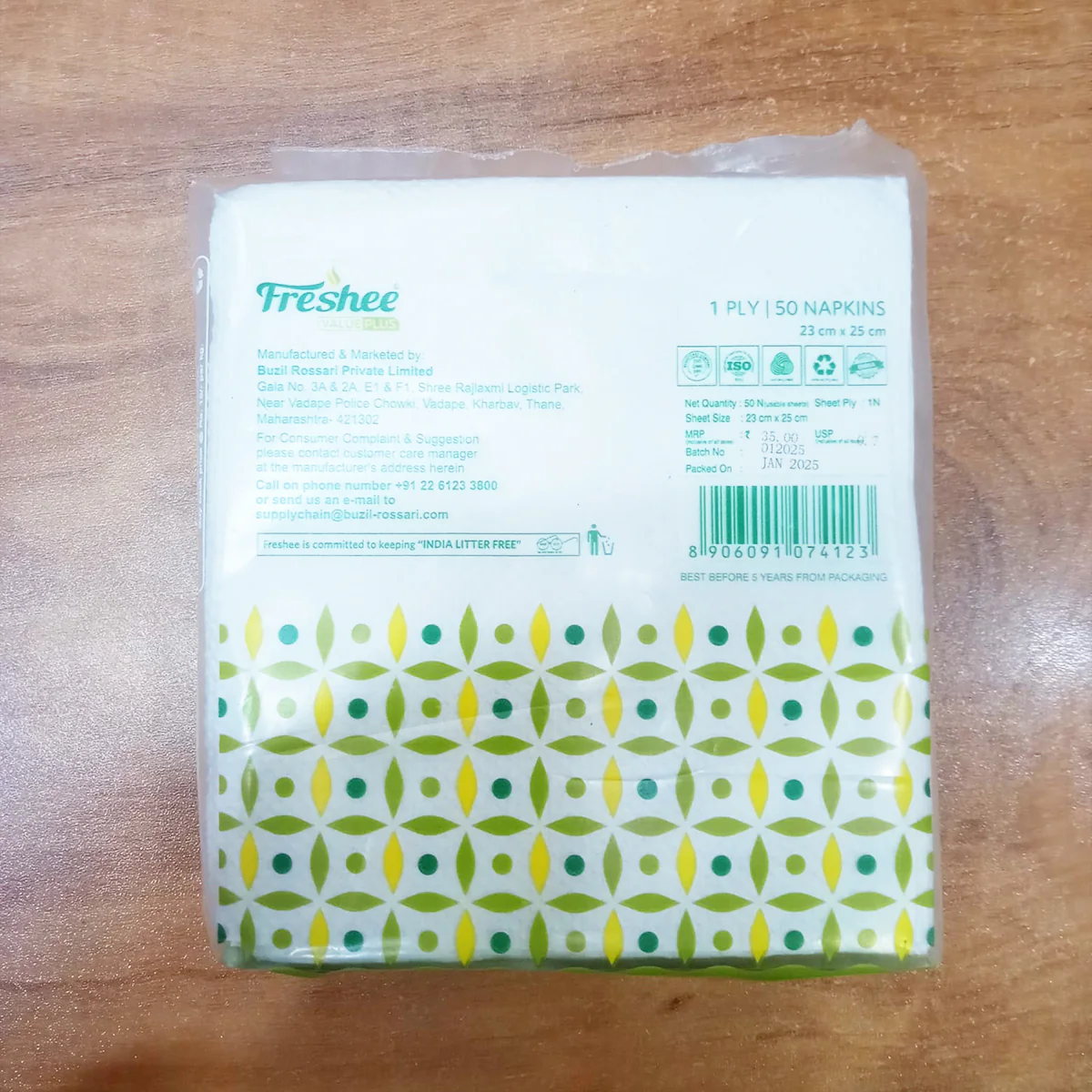 AM5729 Freshee Value Plus Paper Napkins - 1 Ply (50 Napkins) - 23cmx25cm - Image 5