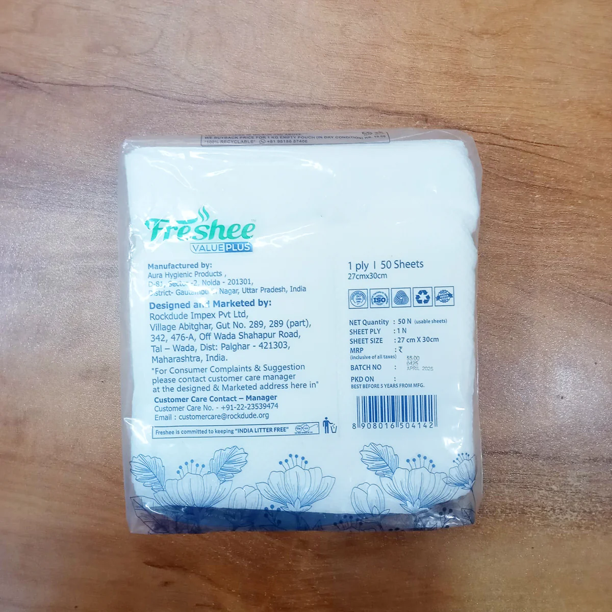 AM5730 Freshee Facial Tissues 50 sheets 1 Ply SMARTO Tissue Napkins 27cm X 30cm - Pack of 1 - Image 4