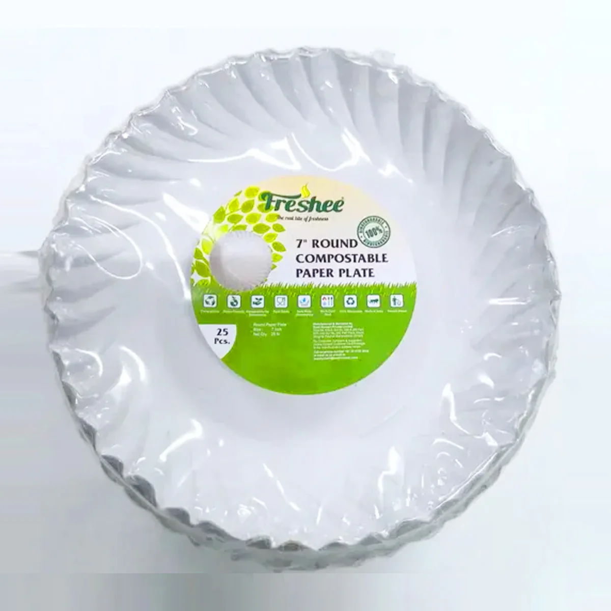 AM5731 Freshee Paper Plates 25pcs, 7inch Round Disposable Small Paper Plates for Serving Party Snacks, Food, Cakes - Image 3