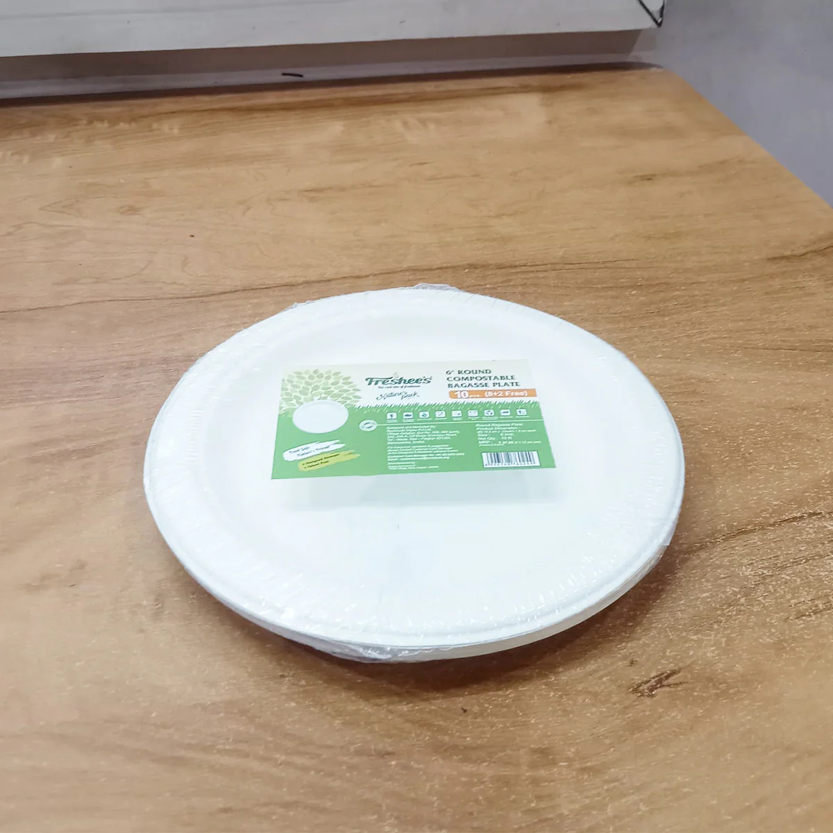 AM5733 Freshee Compostable Bagasse Round Plates (6inch, Pack of 10pc) Food Plate for Party, Wedding, Snack, Dinner - Image 6