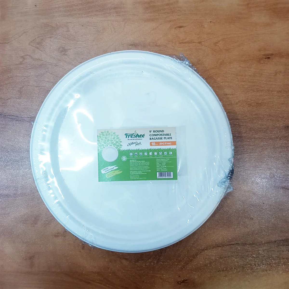 AM5734 Freshee Compostable Bagasse Round Plates (9inch, Pack of 10pc) Food Plate for Party, Wedding, Snack, Dinner - Image 6