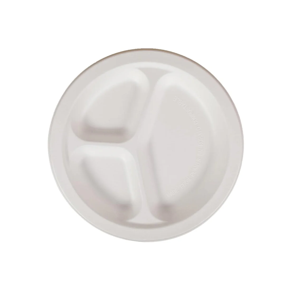 AM5735 Freshee Compostable 3 Compartment 10 inch Round Plates (Pack of 10) - Image 3