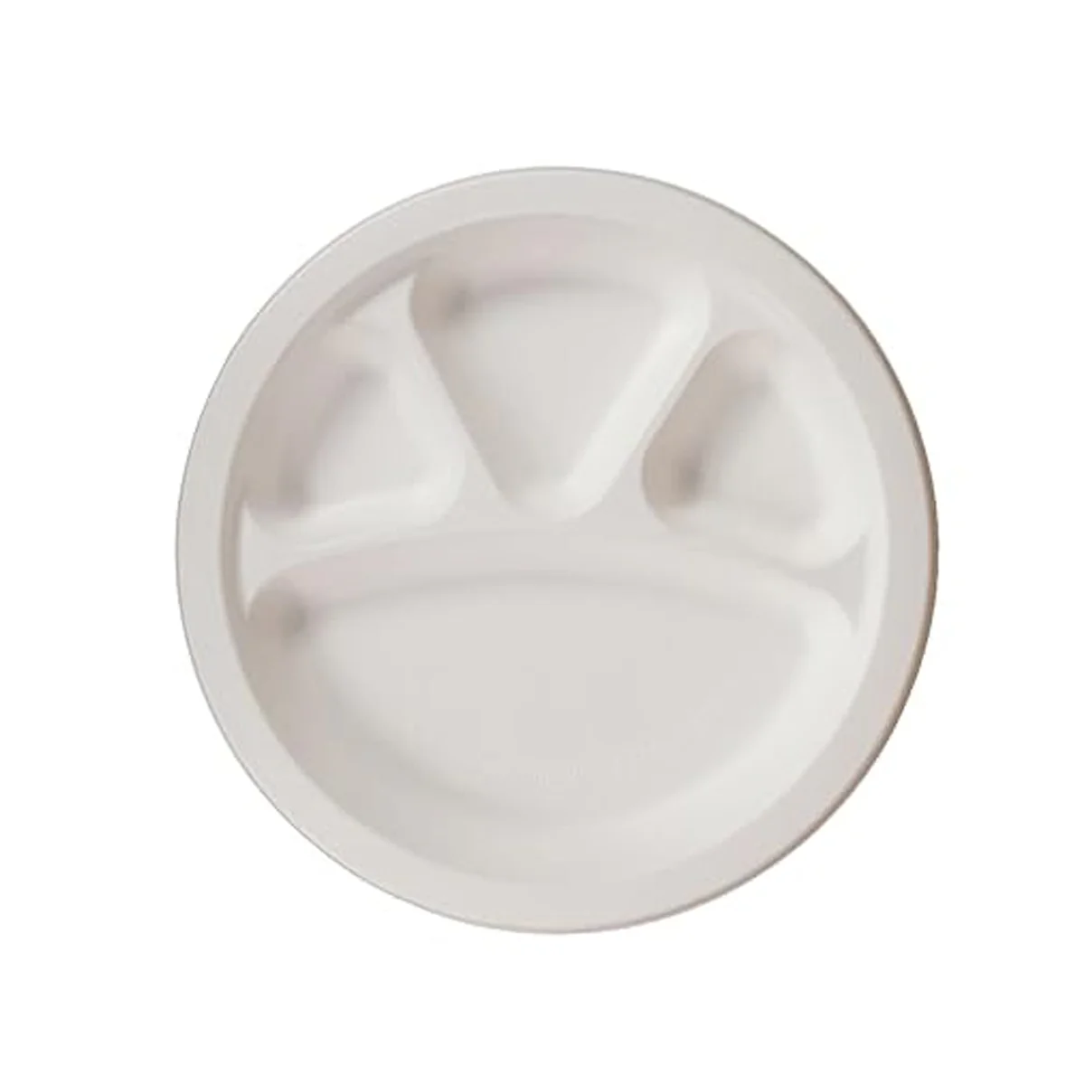 AM5737 Freshee Compostable 4 Compartment Bagasse Round Plate (11 Inch, Pack of 10pc) - Image 3