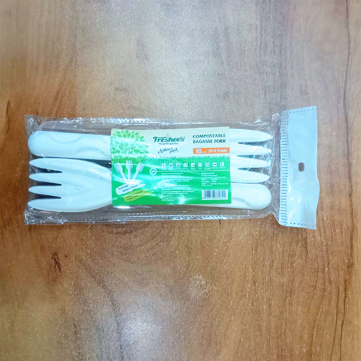 AM5739 Freshee Compostable Bagasse Fork (6 Inch, Pack of 10Pcs) - Image 6