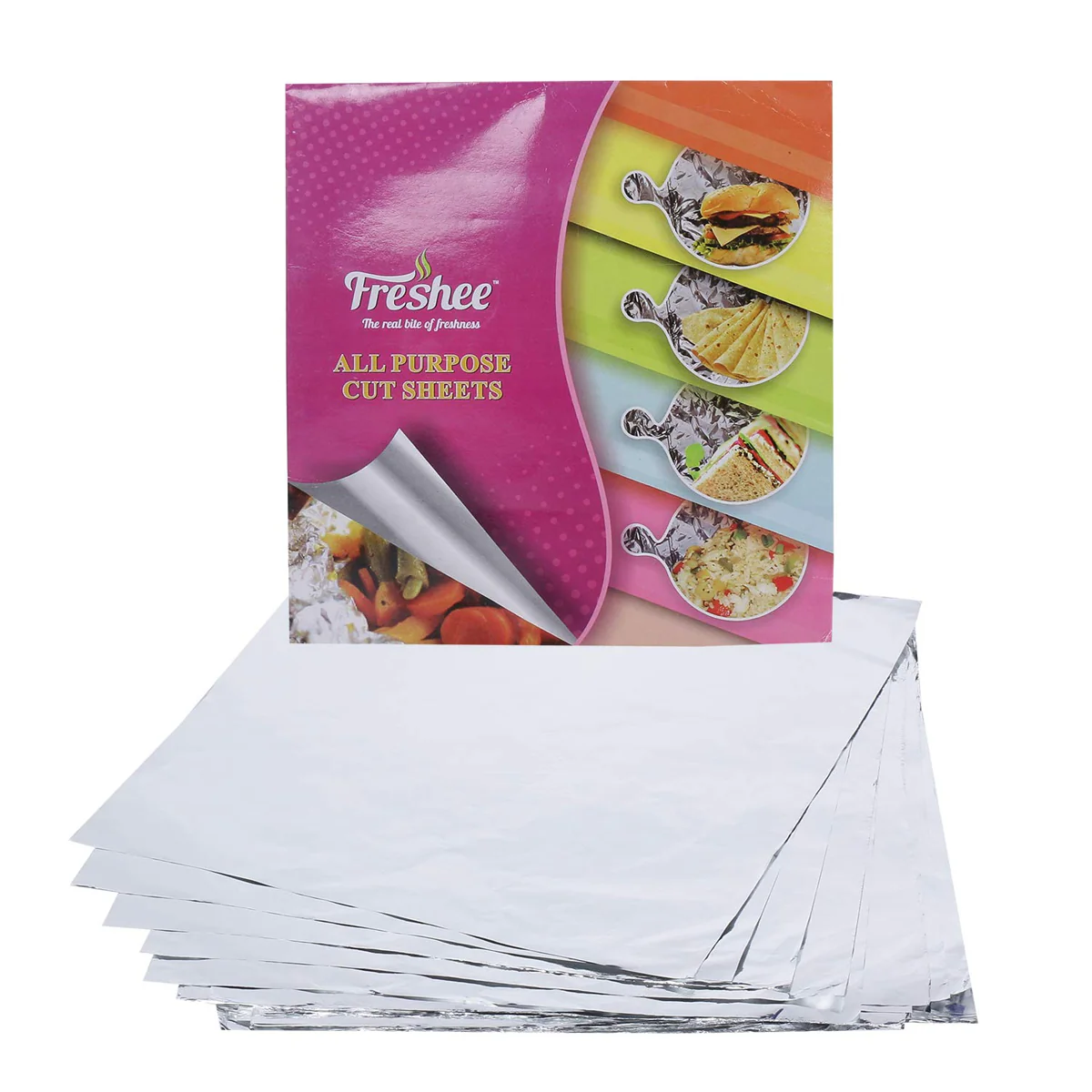 AM5740 Freshee Roti Wrapping Aluminium Foil Sheets, Pack of 1 x 50 Sheets Each 220 x 250mm Silver Foil Sheets - Image 2