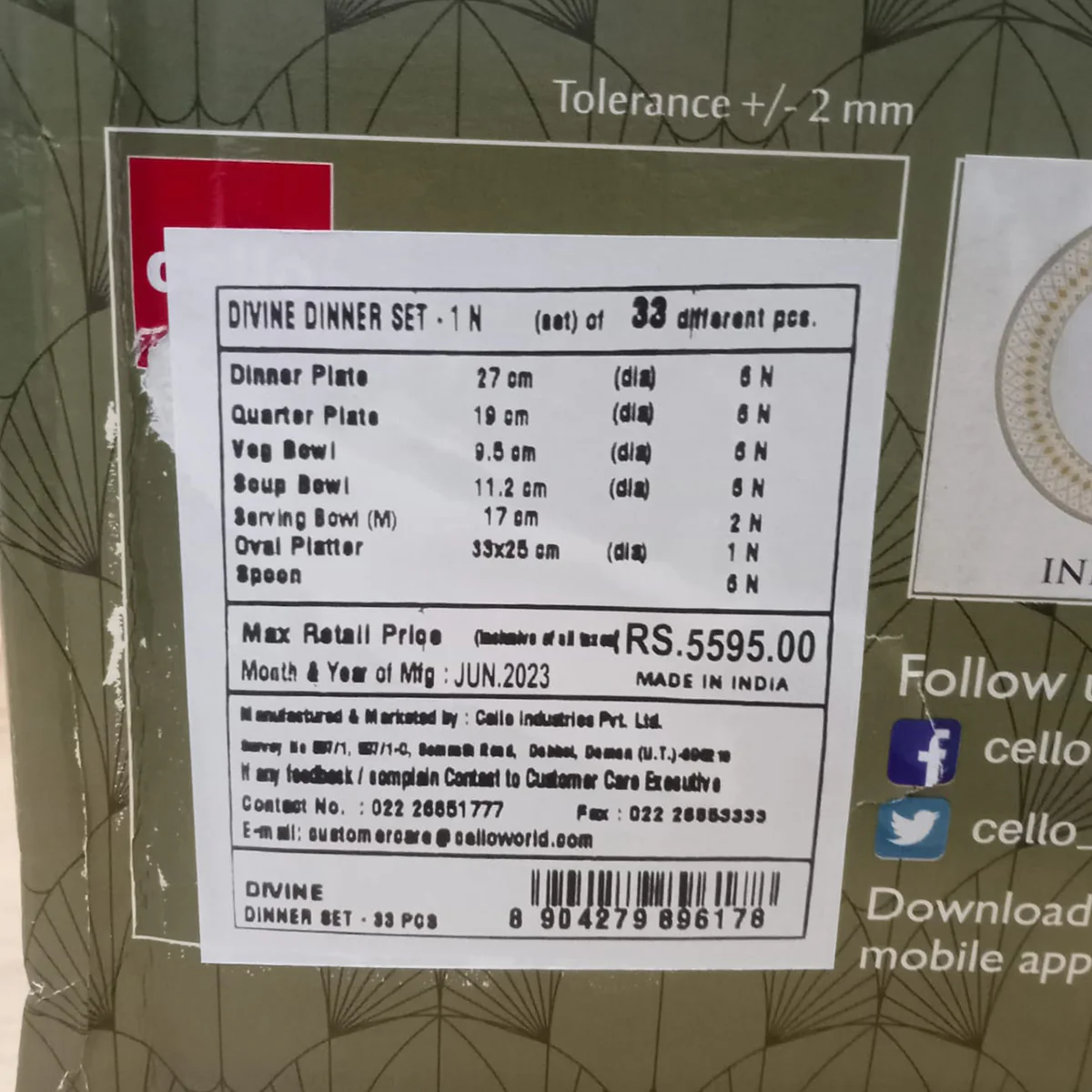 AM5753 Cello Opalware Divine Infinity Dinner Set, 33 Units | Microwave & Dishwasher Safe | Light-Weight & Thermal Resistant | Crockery Set for Dining & Gifting - Image 10