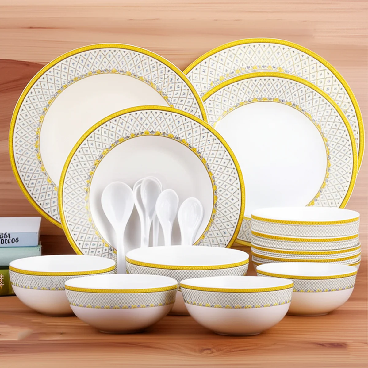 AM5753 Cello Opalware Divine Infinity Dinner Set, 33 Units | Microwave & Dishwasher Safe | Light-Weight & Thermal Resistant | Crockery Set for Dining & Gifting - Image 2