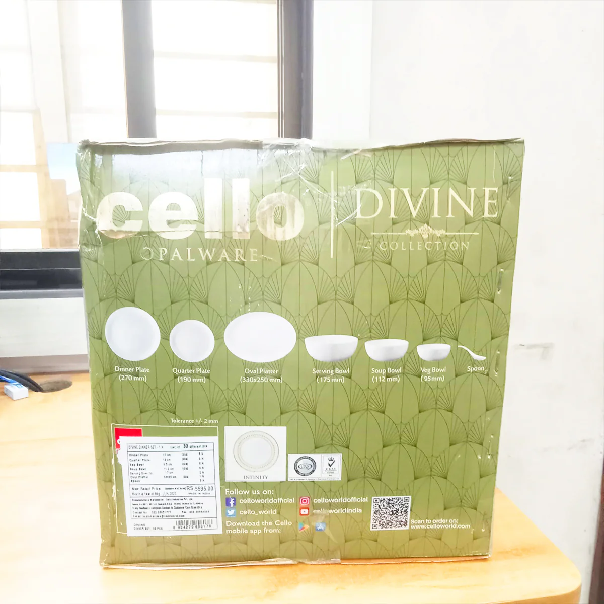 AM5753 Cello Opalware Divine Infinity Dinner Set, 33 Units | Microwave & Dishwasher Safe | Light-Weight & Thermal Resistant | Crockery Set for Dining & Gifting - Image 8