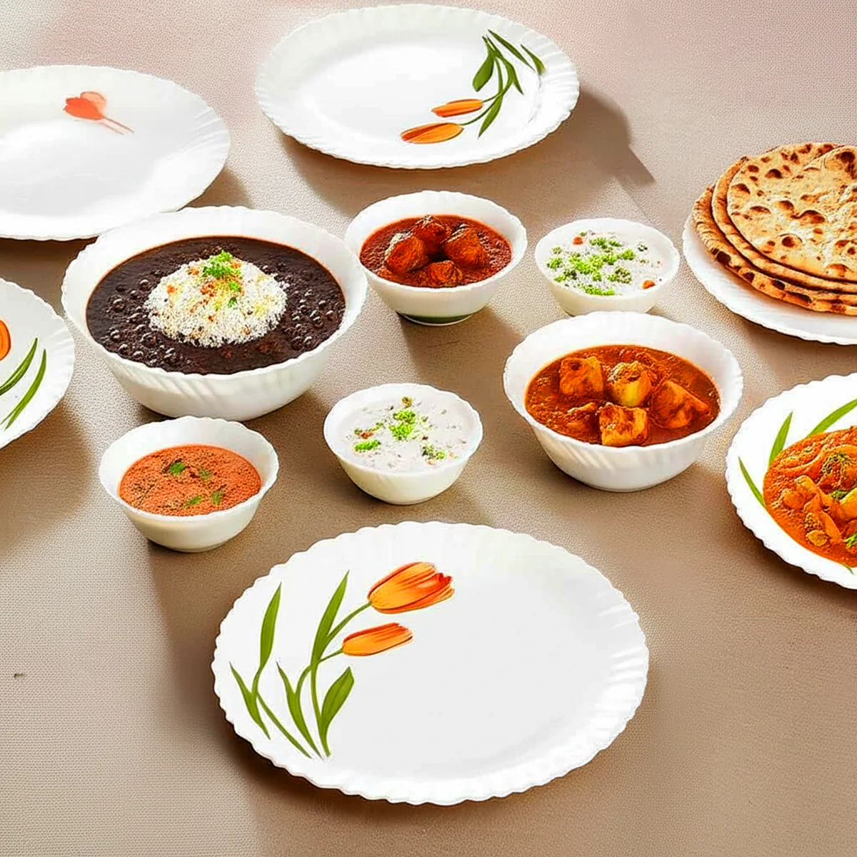 AM5754 Cello Opalware Imperial Collection Dinner Set, 19 Pieces - (Navy Blue & Vinea Designs) - Image 2