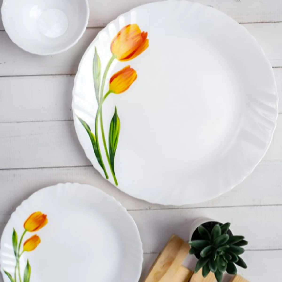 AM5754 Cello Opalware Imperial Collection Dinner Set, 19 Pieces - (Navy Blue & Vinea Designs) - Image 3