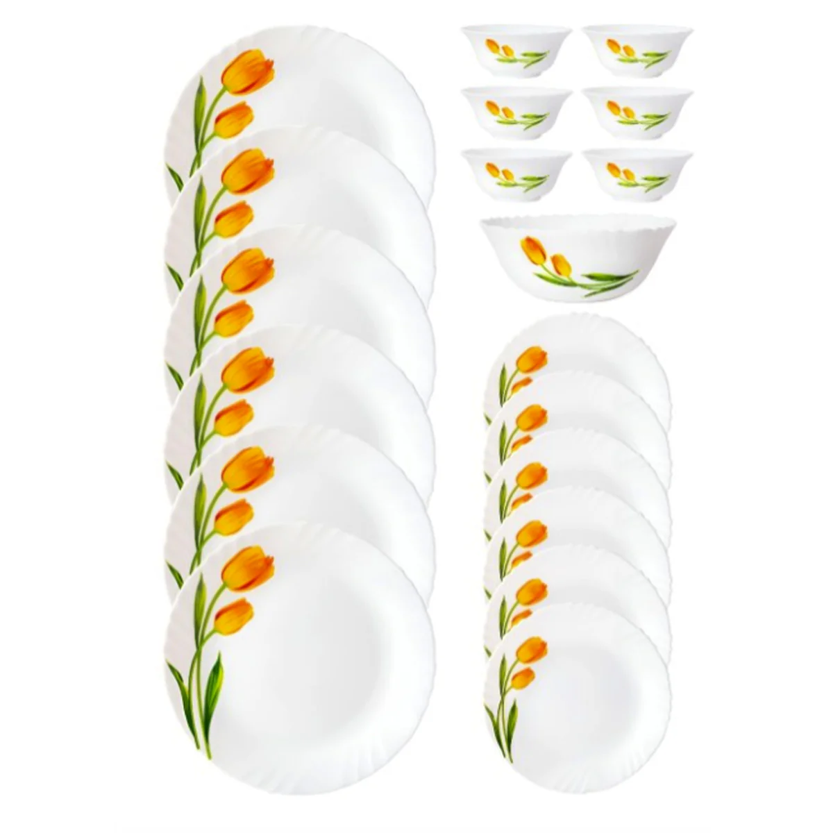 AM5754 Cello Opalware Imperial Collection Dinner Set, 19 Pieces - (Navy Blue & Vinea Designs) - Image 5