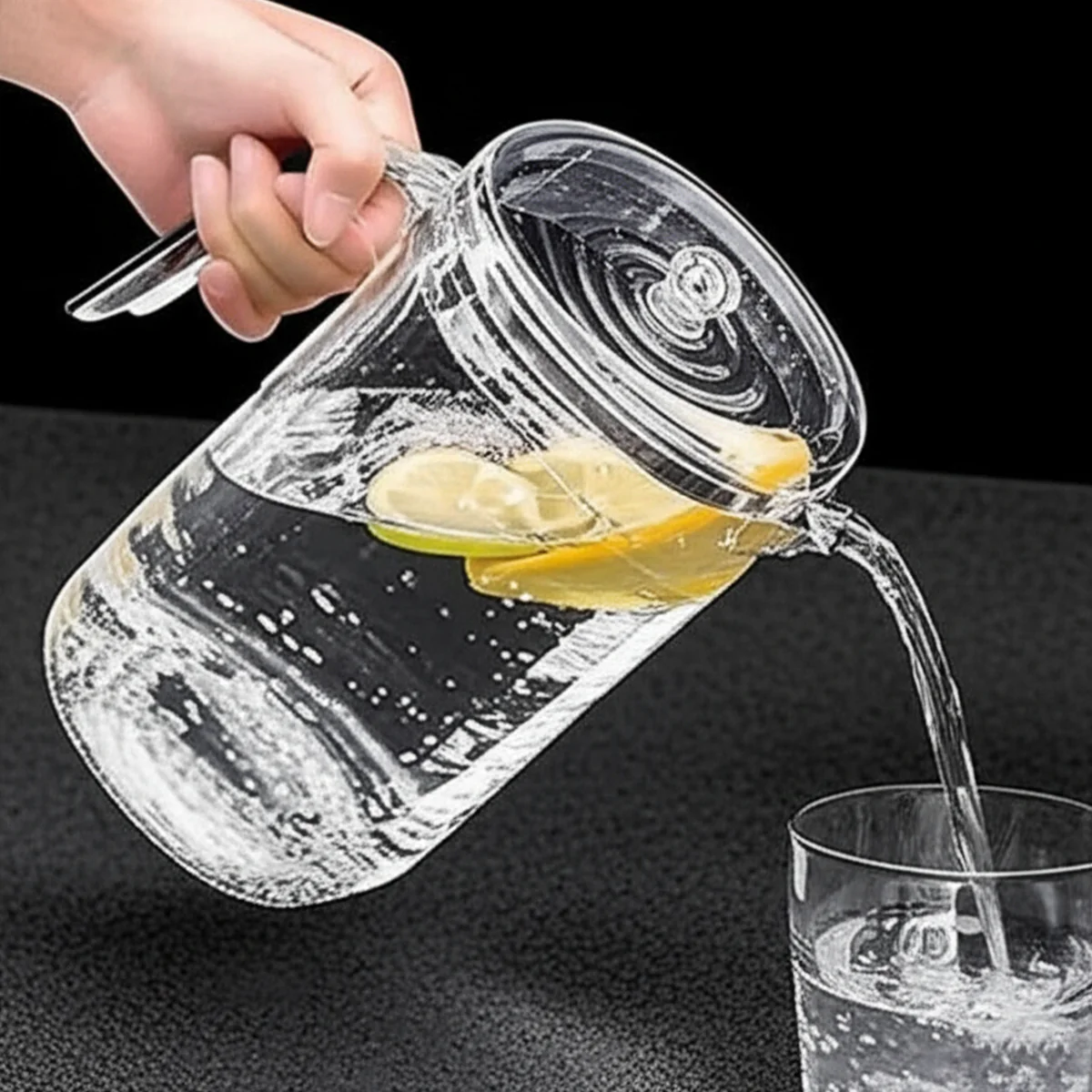 AM5789 Transparent Square Jug - Unbreakable Stylish Drinking Beverage, Soft Drinks & Water Jug with Plastic Lid