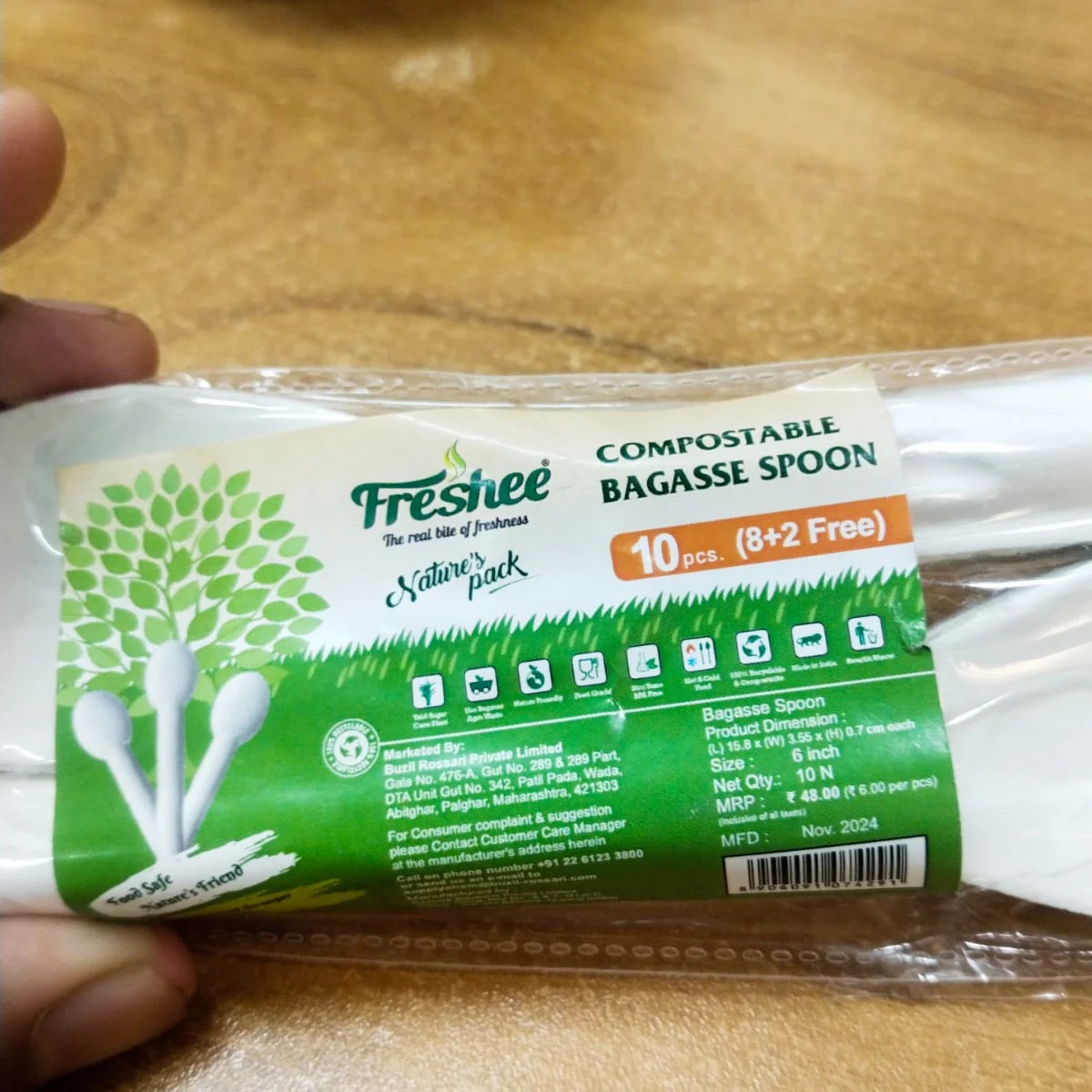 AM5815 Freshee Disposable Bagasse Spoons - Pack of 10 - Image 6