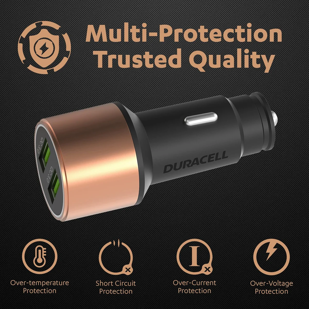 AM5890 Duracell 36W Fast Car Charger Adapter with Dual USB Port - Image 3