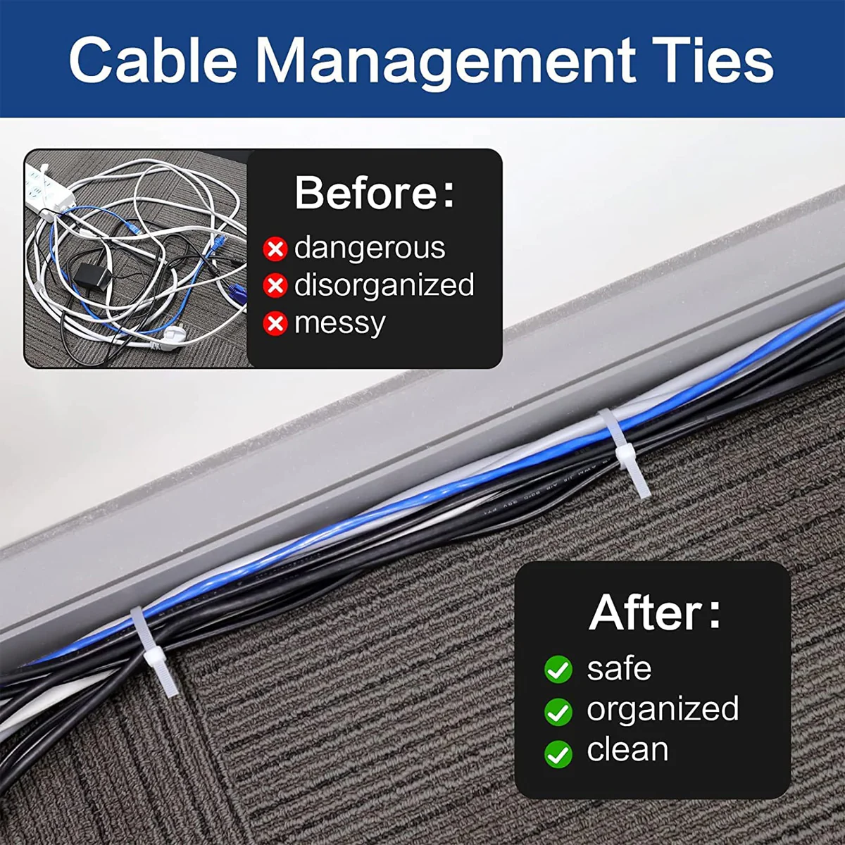 AM5893 White Self locking Nylon Cable Tie - 6 Inch (Pack of 100pcs) - Image 2