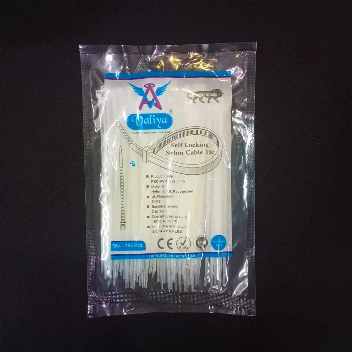 AM5893 White Self locking Nylon Cable Tie - 6 Inch (Pack of 100pcs) - Image 4