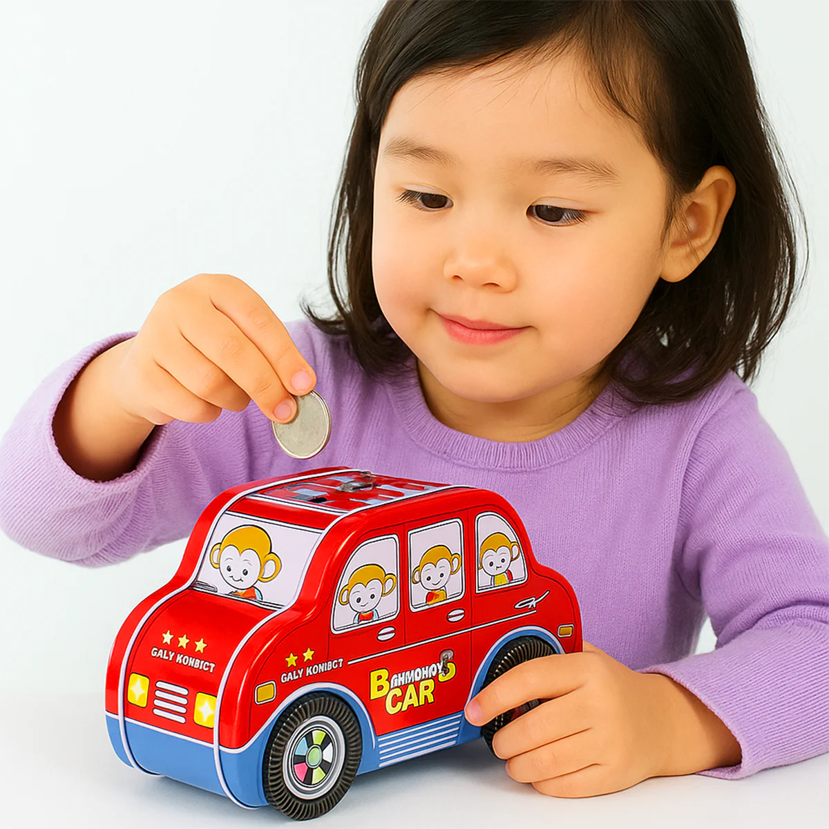 AM5901 S24 Car Shape Money Saving Piggy Bank with Lock and Key for Kids - Image 2