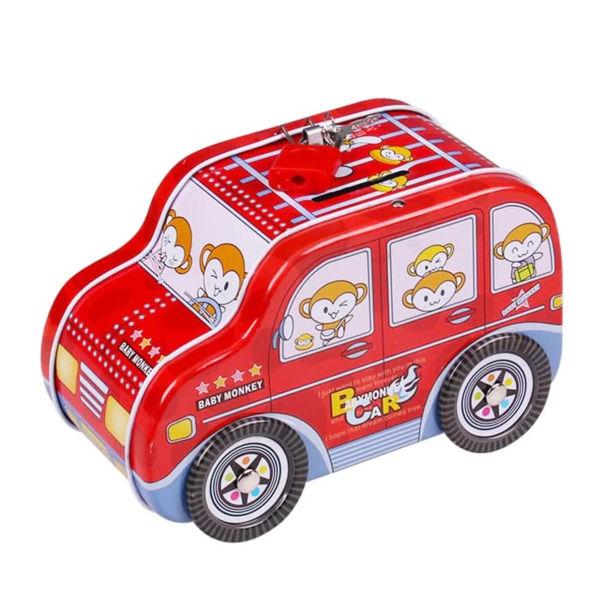 AM5901 S24 Car Shape Money Saving Piggy Bank with Lock and Key for Kids - Image 6