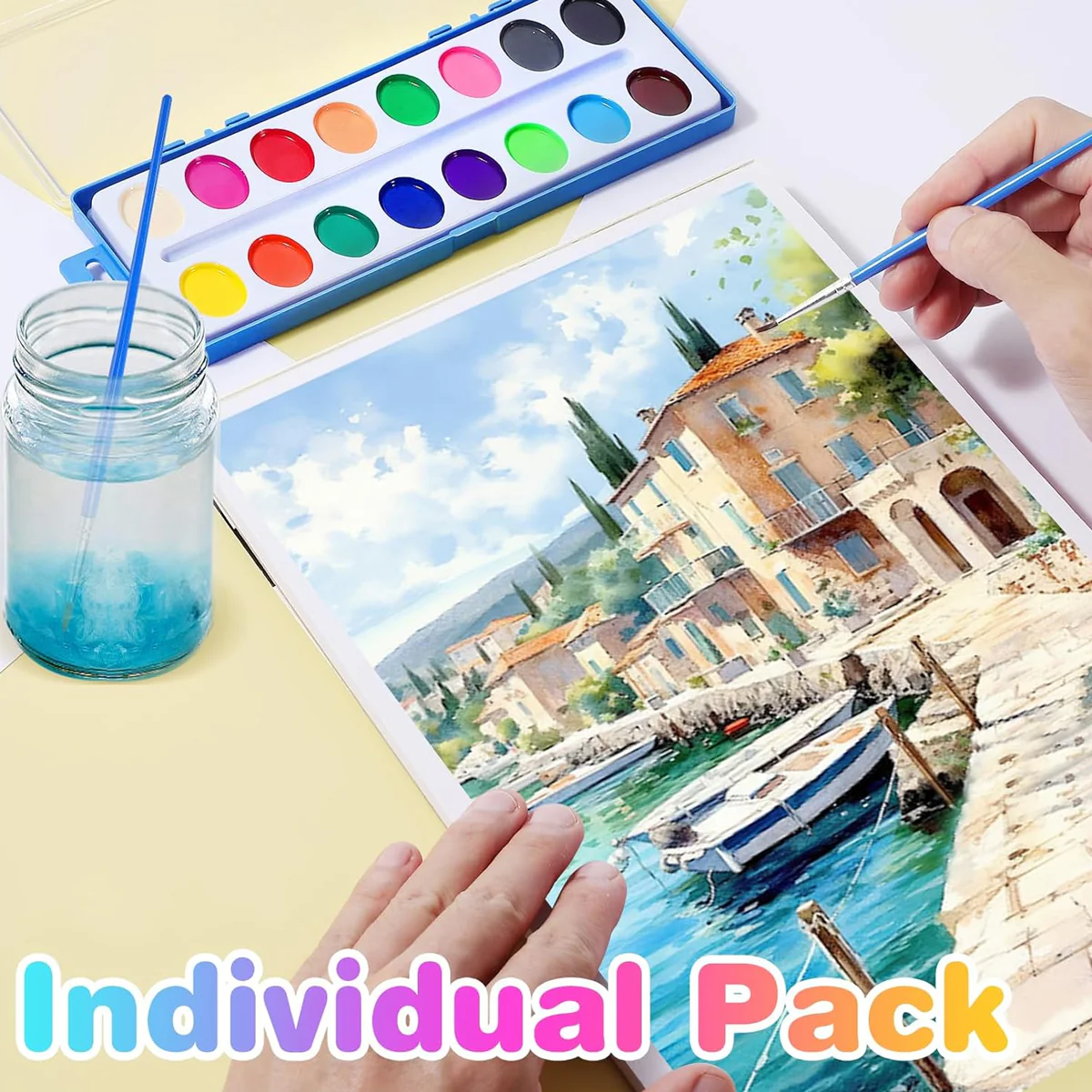 AM5908 Watercolors Paint Box with Paint Brush Kit - 16 Colors - Image 2