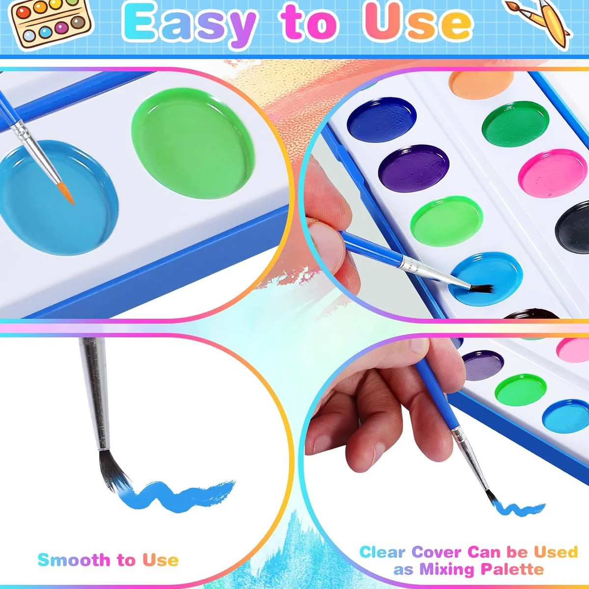 AM5908 Watercolors Paint Box with Paint Brush Kit - 16 Colors - Image 3